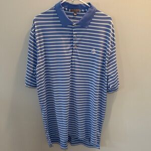 Peter Millar Blue and White Striped Polo